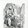 El ladrillero y su hijo, 1945 Litografía a lápiz Acervo del Museo Nacional de la Estampa-INBAL-Secretaría de Cultura