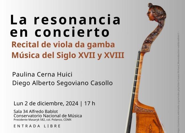 La resonancia en concierto- Recital de viola da gamba. Música del siglo XVII y XVIII