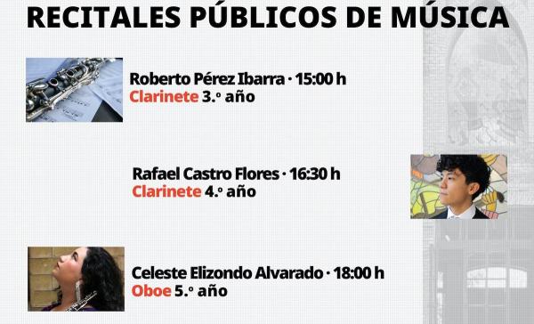 Recitales públicos de Música. Clarinete y Oboe- Roberto Pérez Ibarra | Rafael Castro Flores | Celeste Elizondo Alvarado