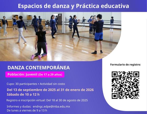 Registro a Danza contemporánea. Juvenil- Espacios de danza y Práctica educativa