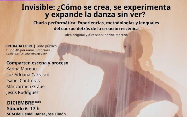 Invisible: ¿cómo se crea, se experimenta y expande la danza sin ver?- Charla performática: experiencias, metodologías y lenguajes del cuerpo detrás de la creación escénica