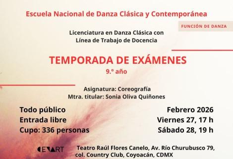 Temporada de Exámenes 9.° año - Licenciatura en Danza Clásica con Línea de Trabajo en Docencia- Asignatura: Coreografía