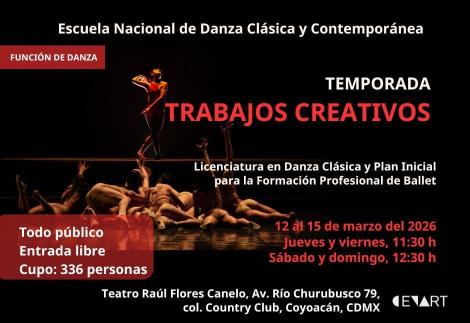 Temporada de Trabajos Creativos- Licenciatura en Danza Clásica y Plan Inicial para la Formación Profesional de Ballet
