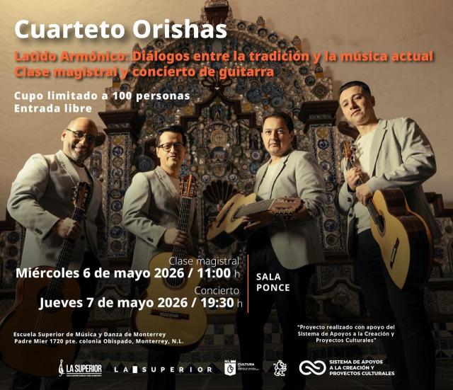 Cuarteto Orishas - Latido Armónico: Diálogos entre la tradición y la música actual.- Clase magistral y concierto de guitarra