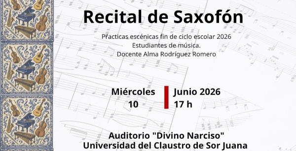 Recital de saxofón- Docente: Alma Rodríguez Romero