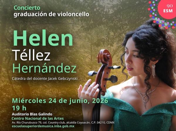 Concierto graduación de violoncello. Helen Téllez Hernández- Cátedra del docente Jacek Gebczynski