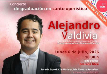 Concierto graduación en canto operístico. Alejandro Valdivia- Cátedra del docente Leonardo Villeda