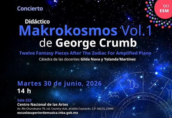 Concierto didáctico. Makrokosmos Vol. 1 de George Crumb- Twelve fantasy pieces after the zodiac for amplified piano