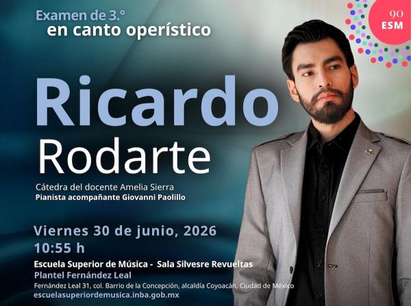 Examen de canto operístico. Ricardo Rodarte- Cátedra de la docente Amelia Sierra