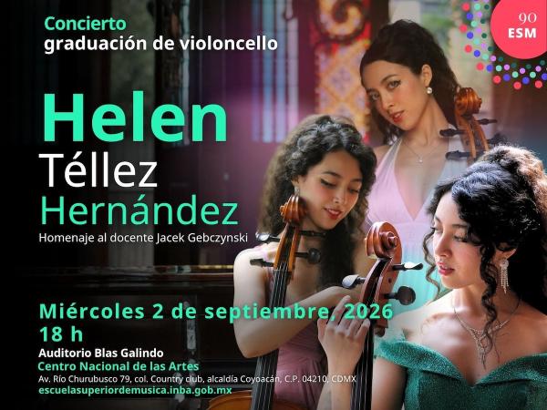 Concierto graduación de violoncello. Helen Téllez Hernández- Cátedra del docente Jacek Gebczynski