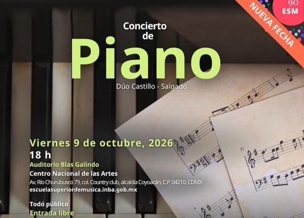 Flyer de Concierto de Piano - Dúo Castillo - Salgado