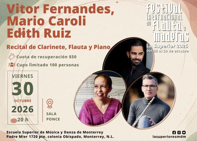 Vitor Fernandes, Mario Caroli, Edith Ruiz- Recital de clarinete, flauta y piano