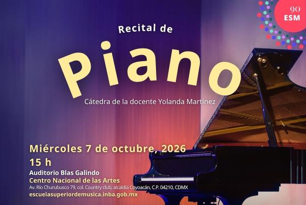 Flyer de Recital de piano - Cátedra de la docente Yolanda Martínez