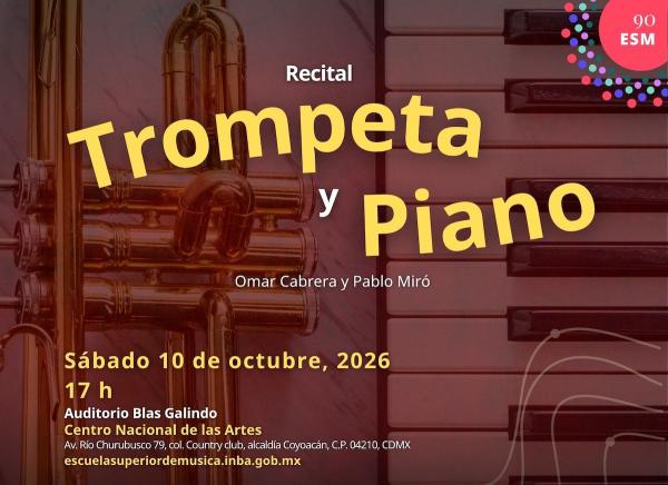 Flyer de Recital de trompeta y piano - Omar Cabrera y Pablo Miró
