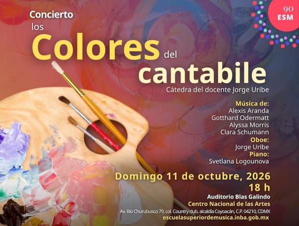 Flyer de Concierto. Colores del cantabile - Cátedra del docente Jorge Uribe
